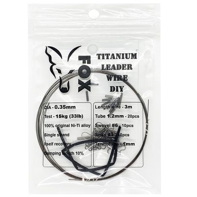 Titanium leash 0.35mm 33lb 15kg 3m FOX Titanium Leader Wire DIY, kit for making 10468 фото